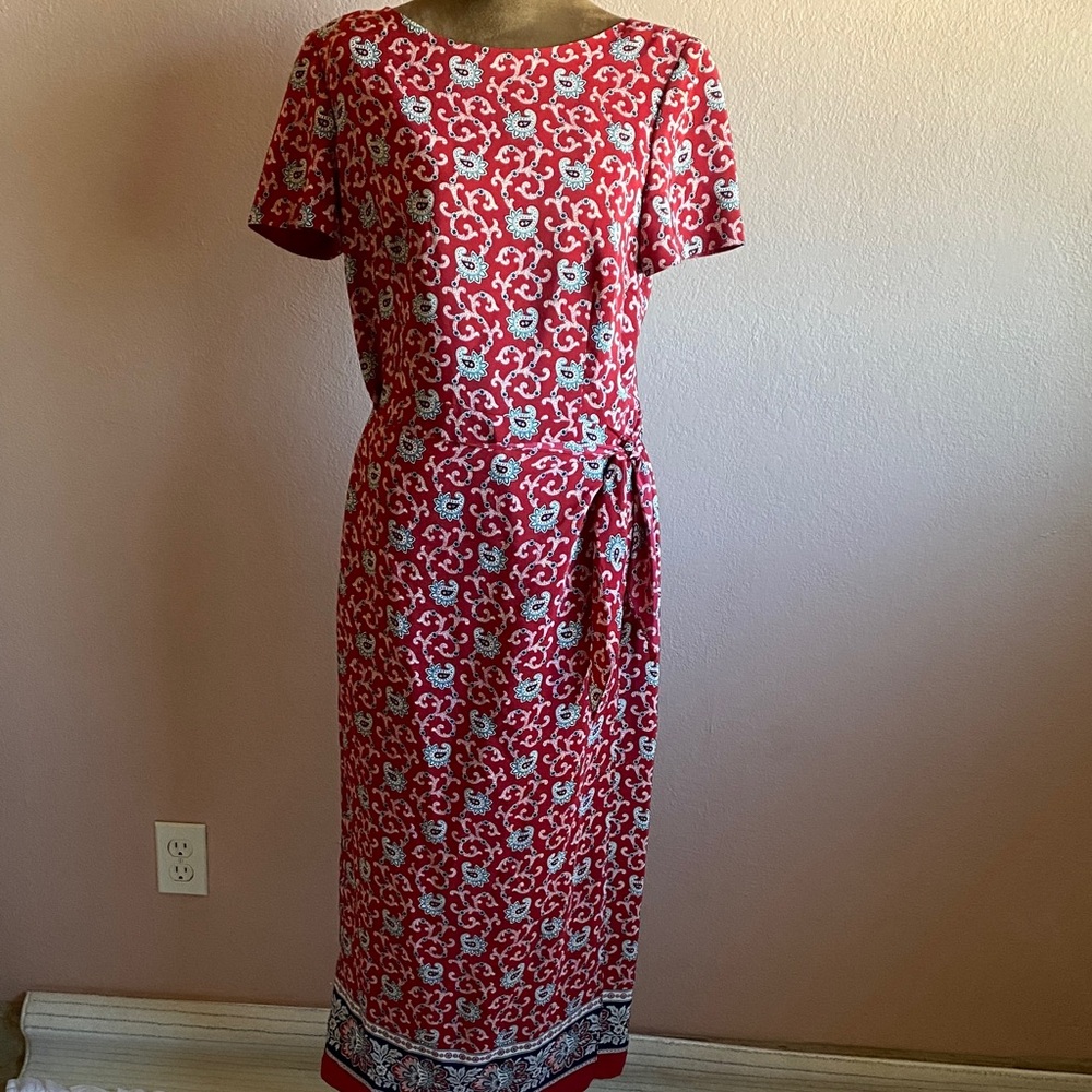 TALBOTS Pure Silk , Red Floral Maxi Dress